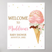 Pink Ice Cream Baby Dusche Empfang Poster (Vorne)