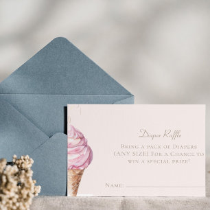 Pink Ice Cream Baby Duschkabine Windelwanne Raffle Begleitkarte