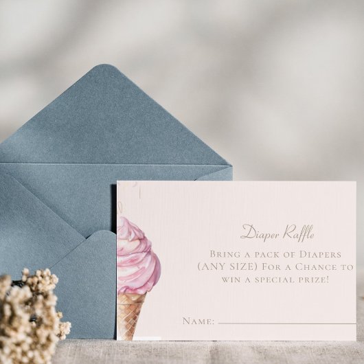 Pink Ice Cream Baby Duschkabine Windelwanne Raffle Begleitkarte