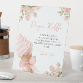 Pink Ice Cream Bow Floral Baby Diaper Raffel Zeich Sockelschild (In Situ)