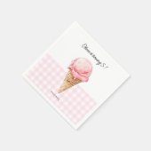 Pink Ice Cream Cone Birthday Napkin | Personalized Serviette (Ecke)