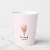 Pink Ice Cream Cone Birthday Party Pappbecher (Vorderseite)
