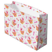 Pink Ice Cream Sundae Geschenktasche Große Geschenktüte (Rückseite Schrägansicht)