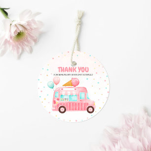 Pink Ice Cream Truck Hier ist der Scoop Geburtstag Geschenkanhänger