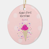 Pink Ice Creme Cone Baby First Christmas Keramik Ornament (Links)