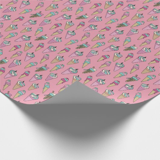 Pink Ice Creme Cone Gift Muster Geschenkpapier (Ecke)