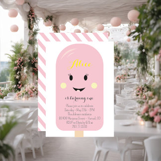 Pink Ice Creme Cone Scoop Confetti Geburtstagspart Einladung