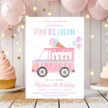 Pink Ice Creme Truck Vierten Geburtstag