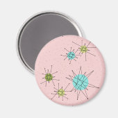 Pink Iconic Atomic Starbursts Magnet (Vorderseite/Rückseite)