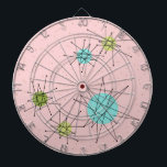Pink Iconic Atomic Sternexplosion Dart Board Dartscheibe<br><div class="desc">Dieses rosafarbene Muster der atomaren Sternexplosion Dart Board zeichnet sich durch die idealen atomaren Sternexplosionen aus. Das stimmt! Die alte Schule, First Lady Pink farbener Hintergrund mit goldenen Fesseln ist der perfekte Hintergrund für die lebendigen türkisfarbenen, beruhigenden Sellerie und kitschigen Birnen grünen Kreise. Die Farbflecken sind sporadisch in verschiedenen Größen...</div>