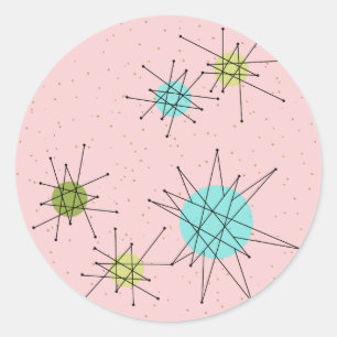Pink Iconic Atomic Sternexplosion Round Stickers