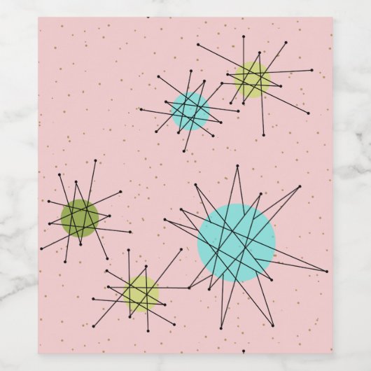 Pink Iconic Atomic Sternexplosionen Weinflaschen E Weinetikett (Einzelnes Label)