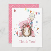 Pink Igel Children's Birthday Danke (Vorne/Hinten)