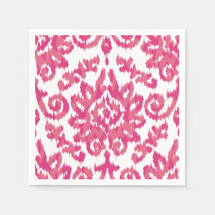 Pink Ikat Boho Whimsical Ethnic Girly White & Pink Serviette