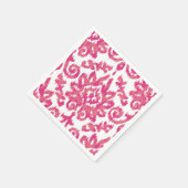 Pink Ikat Boho Whimsical Ethnic Girly White & Pink Serviette (Ecke)
