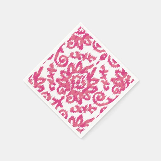 Pink Ikat Boho Whimsical Ethnic Girly White & Pink Serviette (Ecke)