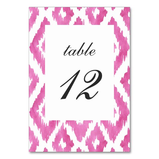 Pink Ikat Tischnummer (Vorderseite)