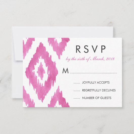 Pink Ikat UAWG RSVP Karte (Vorderseite)