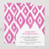 Pink Ikat Wedding Einladung (Vorne/Hinten)