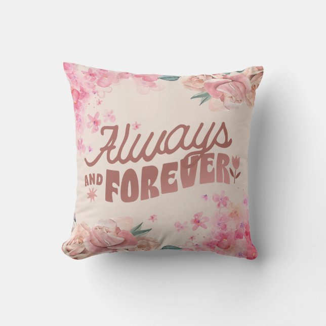Pink Illustration Blume Square Kissen (Vorderseite)