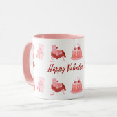 Pink Illustrative Happy Valentine's Day Classic Tasse (Vorderseite Links)