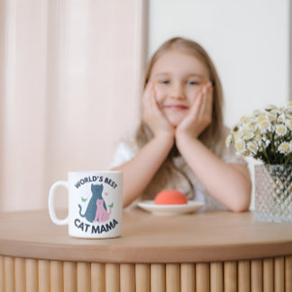 Pink Illustrative World's Best Cat Mama Kaffeetasse