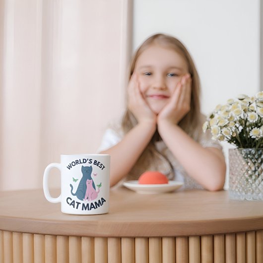 Pink Illustrative World's Best Cat Mama Kaffeetasse