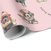 Pink Illustrierte Weihnachtshunde Pattern Urlaub Geschenkpapier (Rolleneckpunkt)