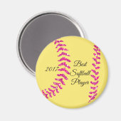 Pink Imitate Glitzer Softball Sticks Magnet (Vorderseite/Rückseite)