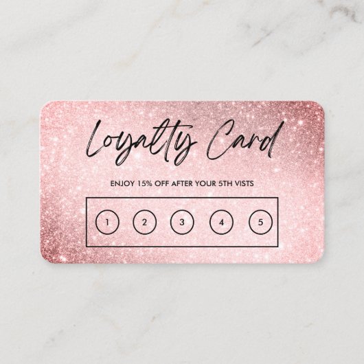 Pink Imitats Glitzer Custom Loyalty Card Visitenkarte (Vorderseite)