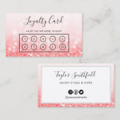 Pink Imitats Glitzer Custom Loyalty Card Visitenkarte (Vorne/Hinten)