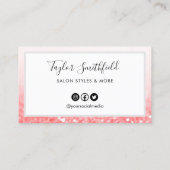 Pink Imitats Glitzer Custom Loyalty Card Visitenkarte (Rückseite)