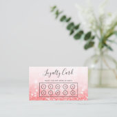 Pink Imitats Glitzer Custom Loyalty Card Visitenkarte (Stehend Vorderseite)