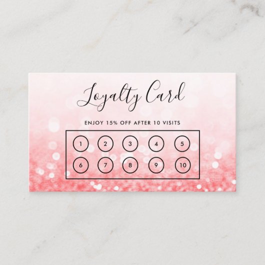 Pink Imitats Glitzer Custom Loyalty Card Visitenkarte (Vorderseite)