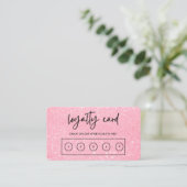 Pink Imitats Glitzer Custom Loyalty Card Visitenkarte (Stehend Vorderseite)