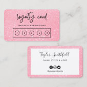 Pink Imitats Glitzer Custom Loyalty Card Visitenkarte (Vorne/Hinten)