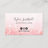 Pink Imitats Glitzer Custom Loyalty Card Visitenkarte (Rückseite)