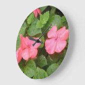 Pink Impatians Blume Wall Clock Große Wanduhr (Winkel)