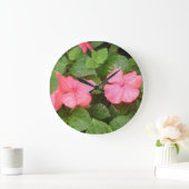 Pink Impatians Blume Wall Clock Große Wanduhr (Zuhause)