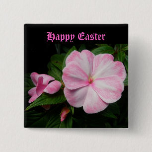 Pink Impatiens Happy Oaster Button