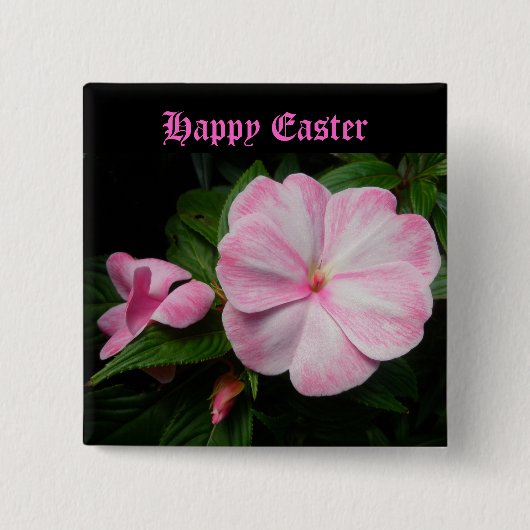 Pink Impatiens Happy Oaster Button (Vorderseite)