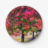 Pink impressionistisch Autumn Leaves Pappteller (Vorderseite)