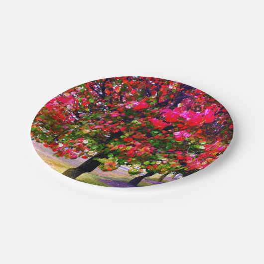 Pink impressionistisch Autumn Leaves Pappteller (Schrägansicht)