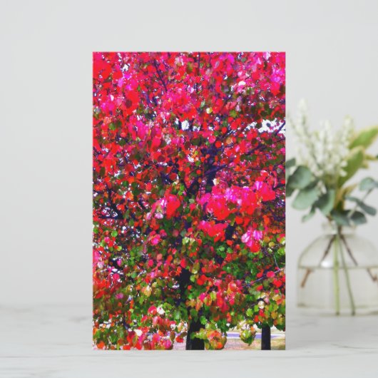 Pink impressionistisch Herbst Blätter Bäume Briefpapier (Stehend Vorderseite)