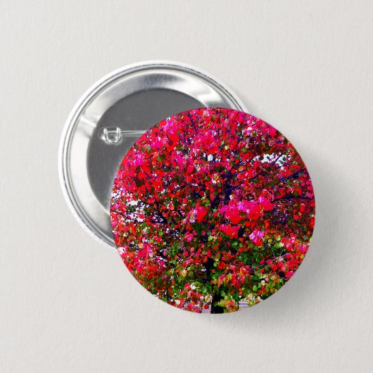 Pink impressionistisch Herbst Blätter Bäume Button (Vorne & Hinten)