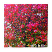 Pink impressionistisch Herbst Blätter Bäume Fliese (Vorderseite)