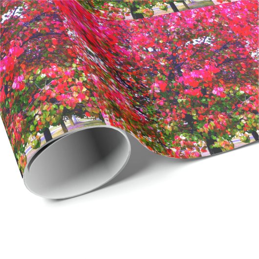 Pink impressionistisch Herbst Blätter Bäume Geschenkpapier (Rolleneckpunkt)