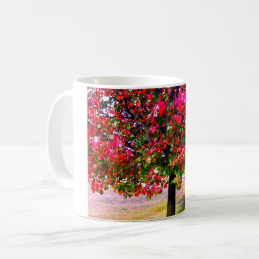 Pink impressionistisch Herbst Blätter Bäume Kaffeetasse (Vorderseite Links)