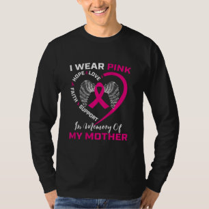 Pink In Memory Of My Mom Breast Cancer Back Print T-Shirt