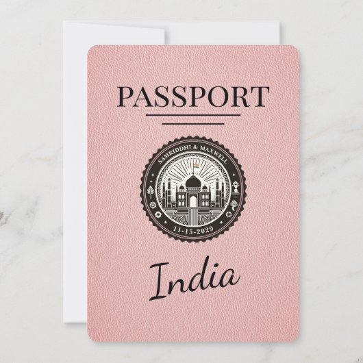 Pink India Passport Einladung zur Hochzeit (Rückseite)